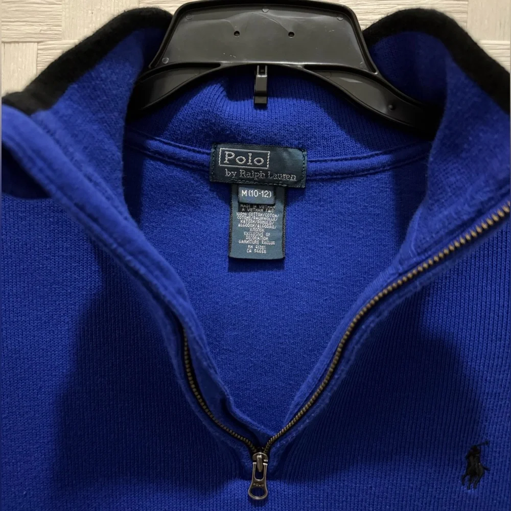 Polo Ralph Lauren Boys Royal Blue Quarter Zip Pullover Size M 10-12